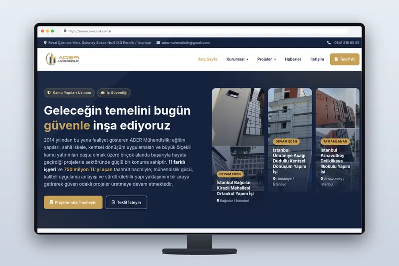 adermuhendislik web sitesi - Zegga Online referansı