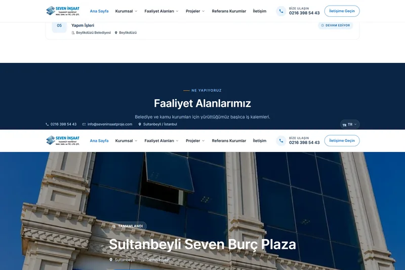 seveninsaatproje web sitesi - Zegga Online referansı